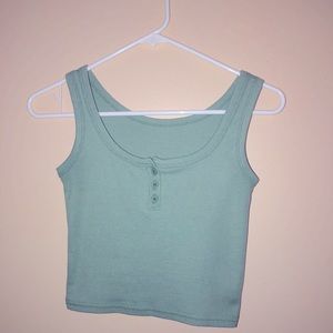 Three Button Down Fitted Crop Ribbed Tank Tops